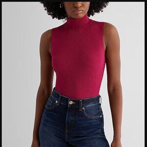 NWT XS Express Silky Soft Fitted Ribbed Mock Neck Sweater Tank
